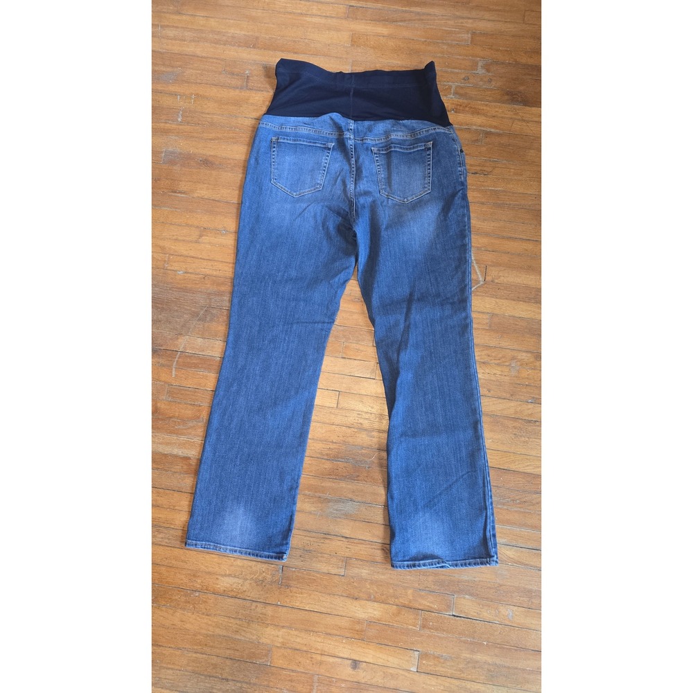 Liz Lange Maternity Bootcut Jeans Medium Wash Full Panel Blue Denim Womens 16